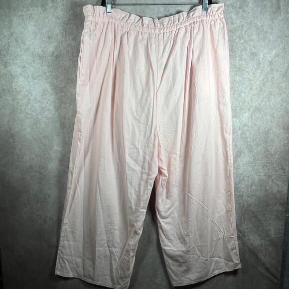 Eloquii Elements Paperbag Pants Womens Size 22 Pink Linen Blend High Waisted NEW - Picture 6 of 12
